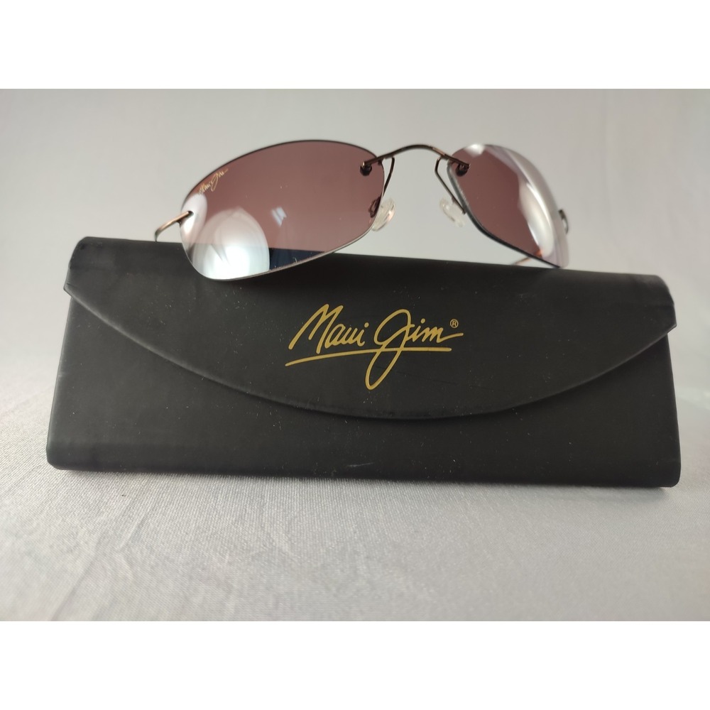Maui Jim MJ-503-23 Titanium Rimless Sunglasses Bronze Maui Rose Japan Mint